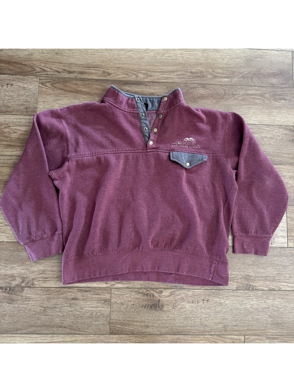 Vtg Prairie Mountain Ketchikan Alaska Snap Pullover L